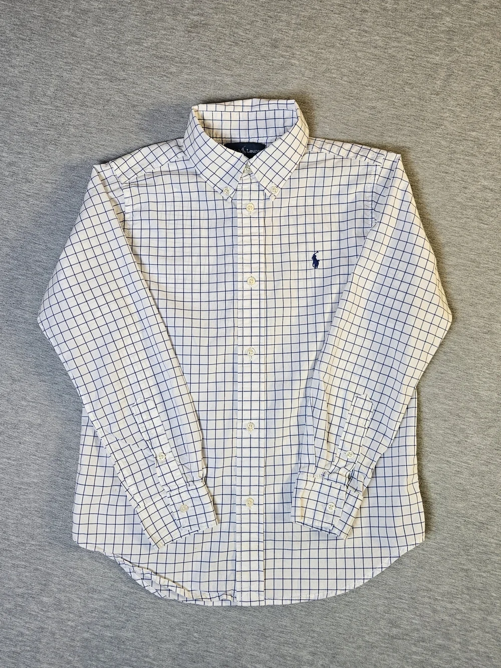 Bundle 2 pieces Ralph Lauren Dress Shirts Plaid & blue/white Boys size 7